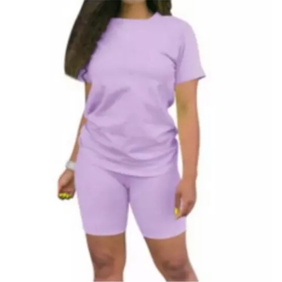 Pants - 2 Piece Lavender Biker Shorts Set Soft Cotton